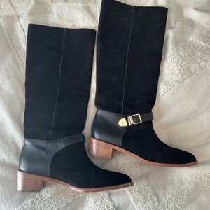Loeffler Randall Black Heeled Boots with Slouchy Design